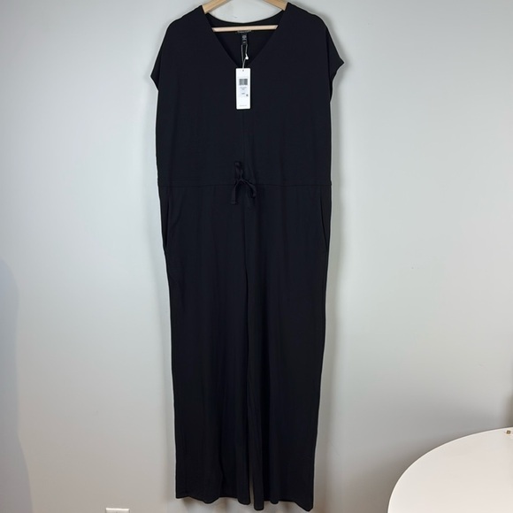 Eileen Fisher Fine Jersey Wide-Leg Jumpsuit Black NEW - Picture 5 of 12